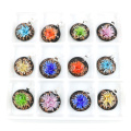 High quality Flat Round Heady Trippy Lampwork Glass Gold Sand Inner Pendants 12pcs/box, MC0077